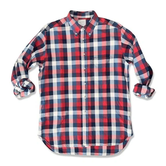 Billy Reid Buffalo Check Oxford Shirt Made in Italy - Picture 5 of 13